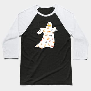 The Ghost wearing a Pumpkin Faces T-Shirt Baseball T-Shirt